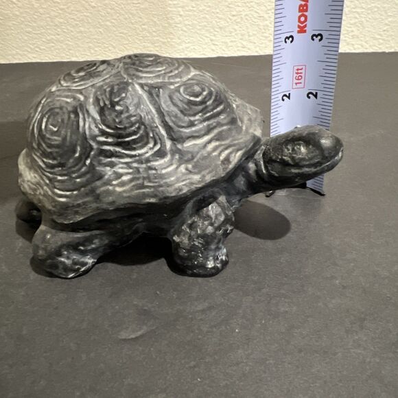 Hand Cast Clay Pottery Turtle Trinket Box Hen-Feathers - Picture 2 of 11